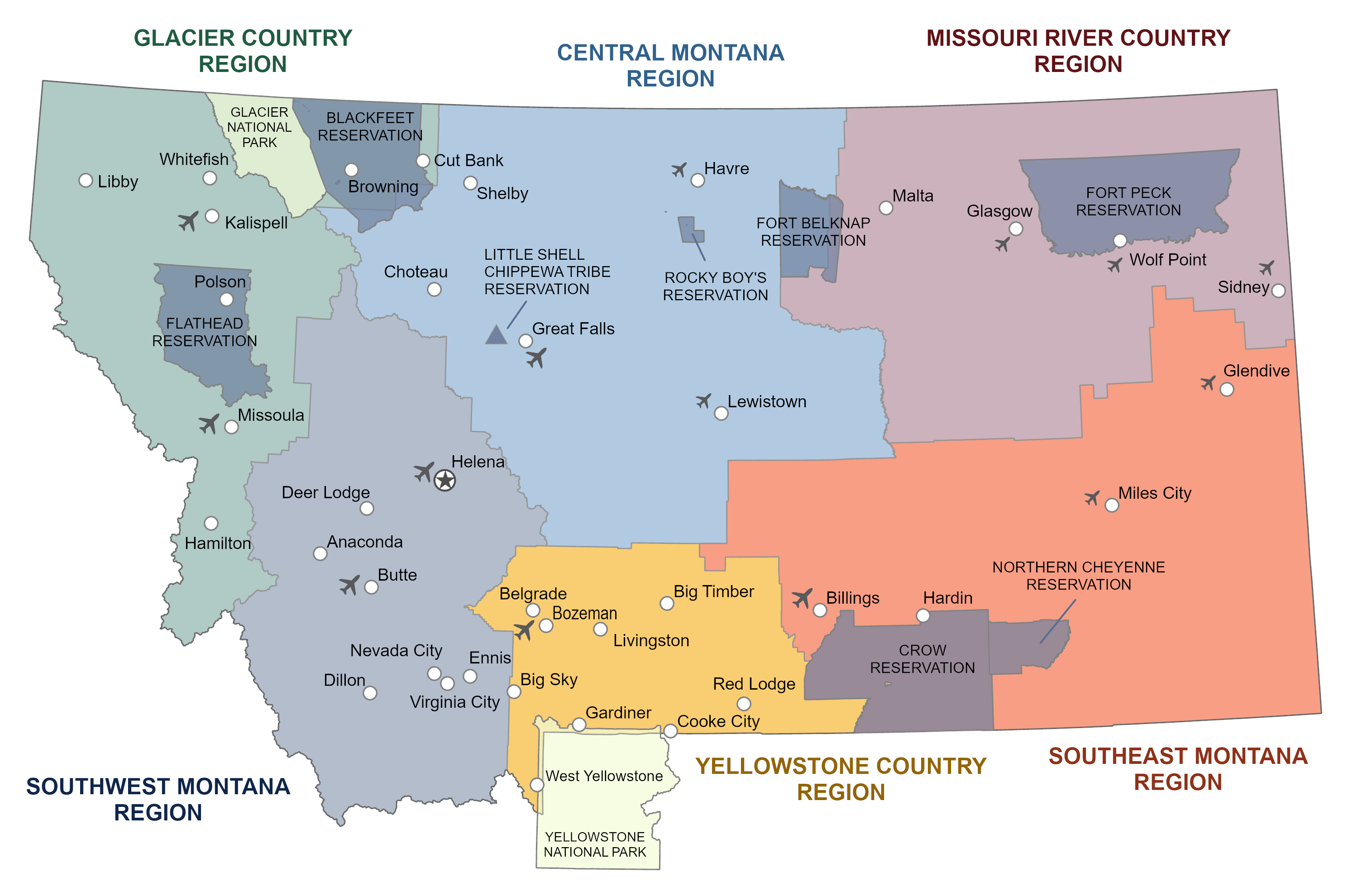 Tourism Region Map Montana